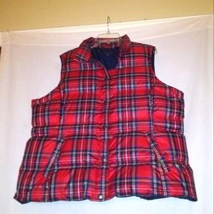Land's End Plaid Puffer Vest. Size 1X
